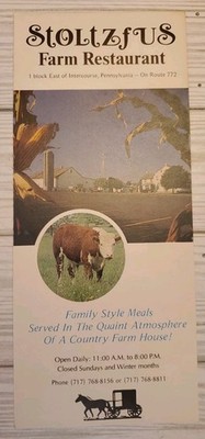 STOLTZFUS FARM Restaurant Advertisement Intercourse Pennsylvania Dutch RARE