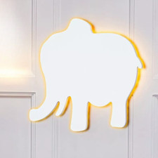 Kids Animal Night Light Children Wall Mounted Elephant Wooden Nursery Lighting