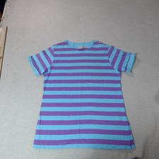 Vintage Liz Claiborne Shirt Womens Large Blue Stripe Preppy Tennis Single Stitch