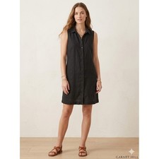 Garnet Hill Black Linen Sleeveless Button Down Dress Minimalist Old Money 6