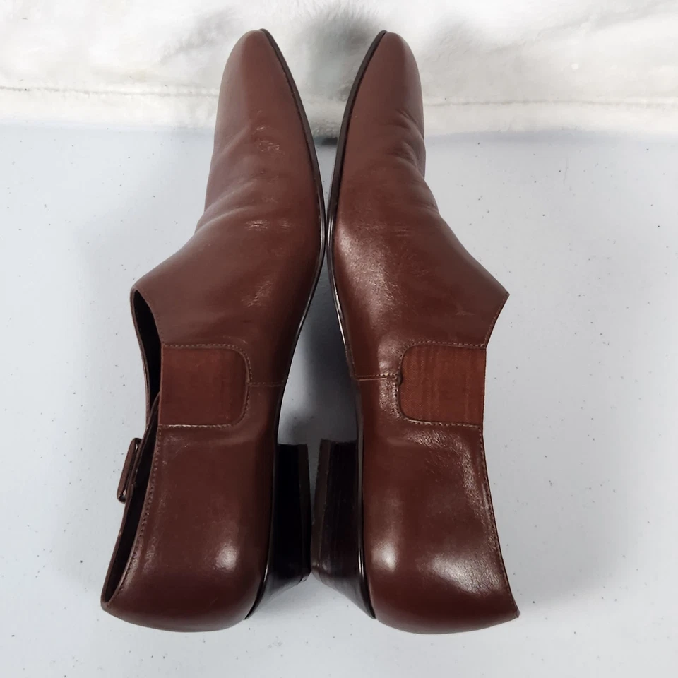 Zapatos de Cuero Marrón Años 90 Sin Cordones Modernos Minimal Chic Connie 'Kelsey' Talla 8 Estrechos Foto 3 de 4