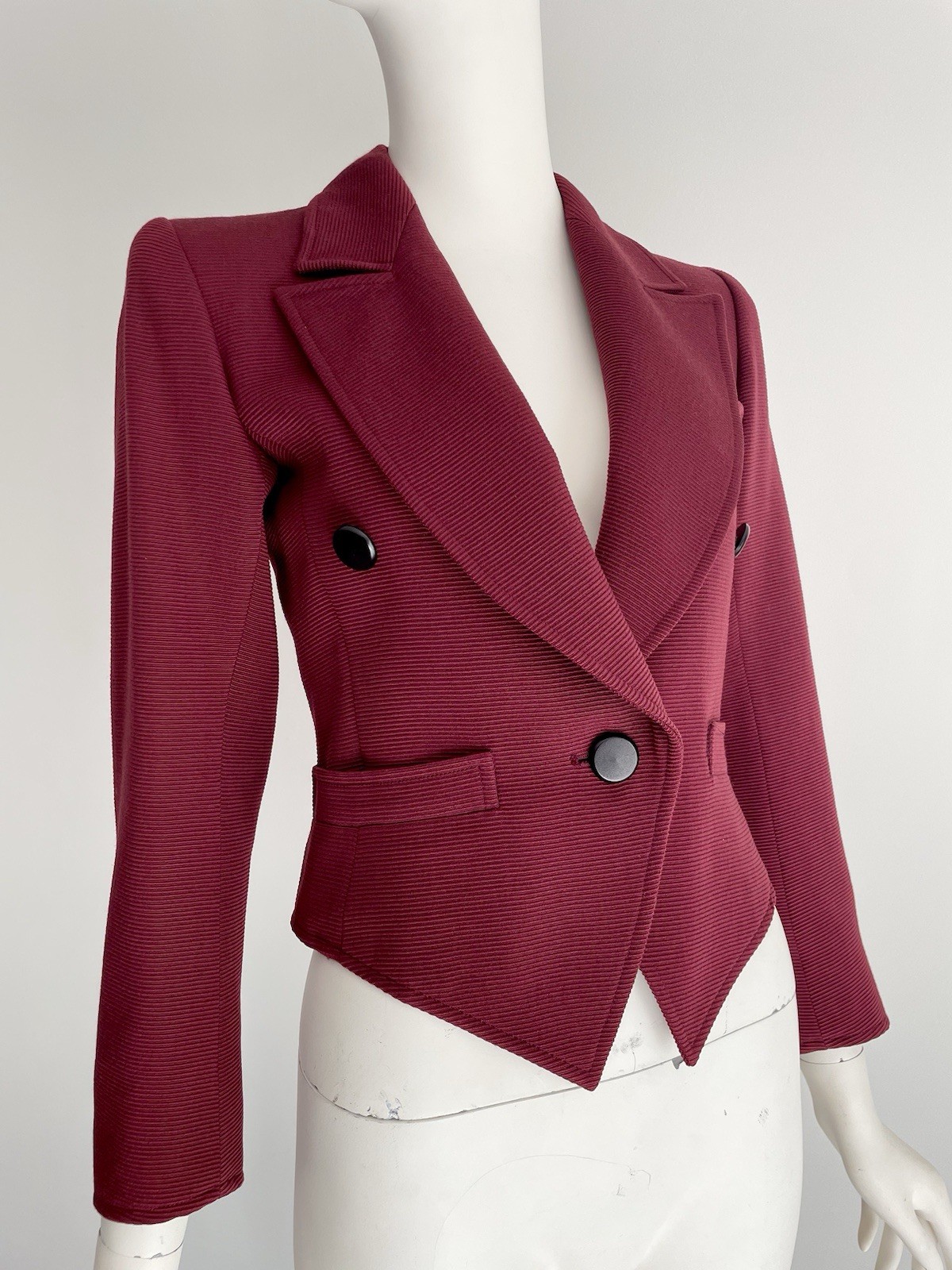Giacca blazer vintage anni 80 Yves Saint Laurent strutturata ritagliata XS S