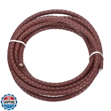 MECCANIXITY Braided Leather Cord, 4mm Round Braided Faux Leather Necklace Cor