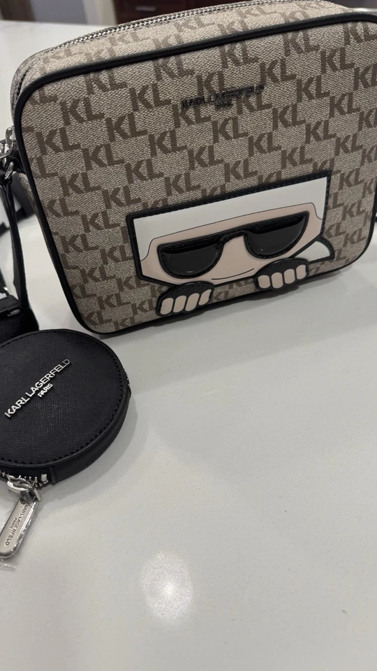 Karl Lagerfeld Paris Maybelle Brown Crossbody Camera Bag & Handbag NWT - Image 3 of 3