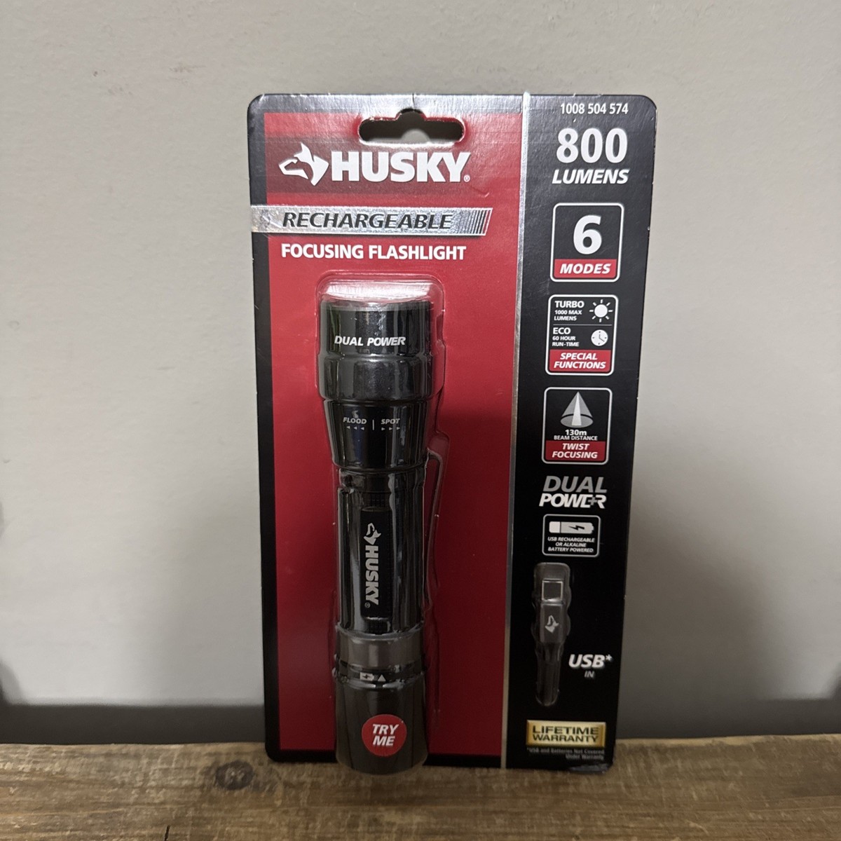 Husky 800-Lumens Dual Power Rechargeable Flashlight HSKY800DPFL | eBay