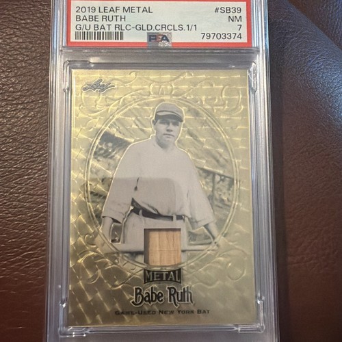 2019 Leaf Metal Babe Ruth Collection Gold Circle #1/1 PSA 7 G/U Bat RLC RARE
