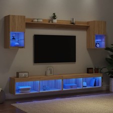 Wohnwand mit LED-Beleuchtung Schrankwand Anbauwand 6-tlg. Holzwerkstoff vidaXL