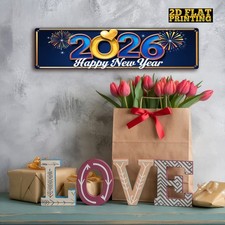 2D 1PC '2026 Happy New Year' Metal Iron Sign Wall Coloful Cute New Year Decor