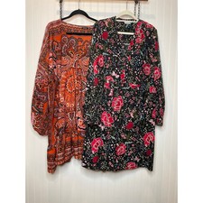 Boohoo & Junarose Floral & Scarf Print Oversized Smock Dress Bundle Size 16