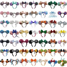 200+ Disney`Parks Headband Minnie Mickey Ears Bow Sequins Disneyland NEW Resort
