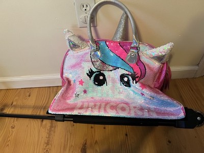   RARE Justice Unicorn Rolling Bag- Light-Up Wheels & Color-Changing Sequins! 