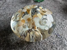Vintage Art Glass Joe St Clair Paperweight With dainty Flowers