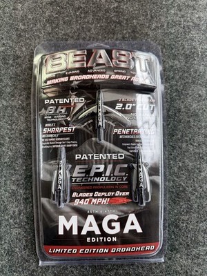 Beast Broadheads Special Edition MAGA 2 Blade 100gr 2.0'' Cut 3 Pack BRAND NEW