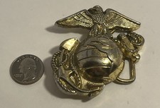 Vintage US Marine Corps Gold Toned Belt Buckle USMC USA Fits 1.5 Belts