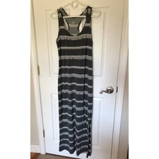 Maxi dress Medium Grey & White Pattern Casual Comfy Flowy Sleeveless Tank Style