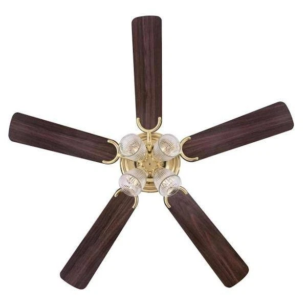 Westinghouse 52" Polished Brass Finish Walnut/Oak Reversible Blade Ceiling Fan - Image 3 of 4