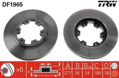 TRW DF1965 Brake Disc for ,FORD,NISSAN