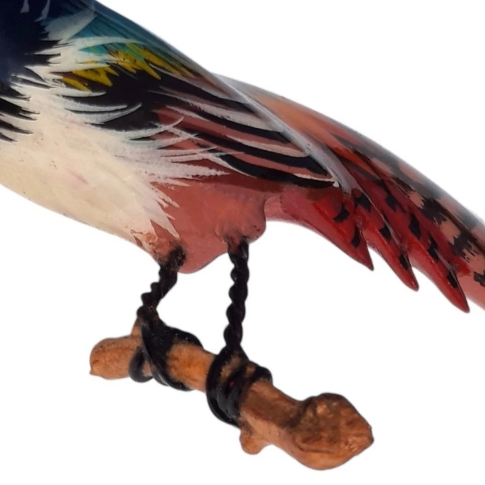 Broche prendedor de madera pintado a mano Lady Amherst's Pheisant de Takahashi arte de pájaro de colección Foto 3 de 4