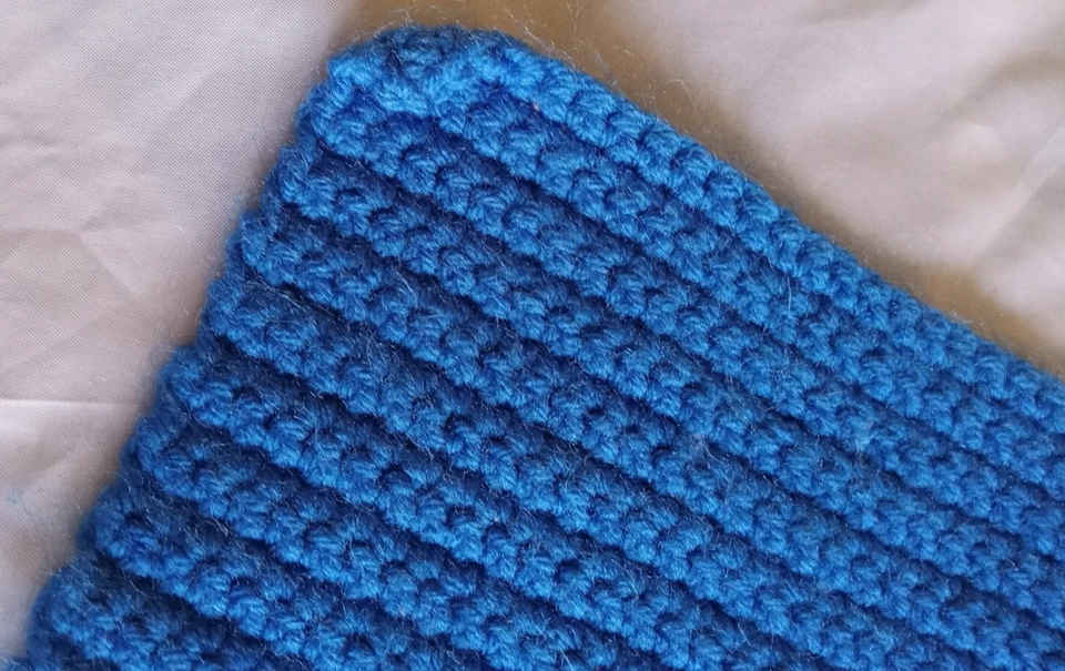 Handmade Afghan Blue Teal Pink Wide Stripe Tight Knit Twin Sz Bright Colors Boho - Image 4 of 4