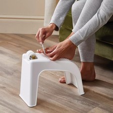 Chiropody Stool With Storage Bathroom Foot Pedicure Massage Anti Skid Off White
