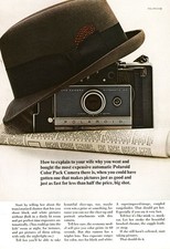 1966 Polaroid Color Pack Camera: Hat Vintage Print Ad