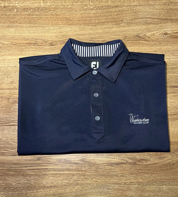 FootJoy Navy Men s L Golf Polo Striped Detail Embroidered Wuskowhan Players Club