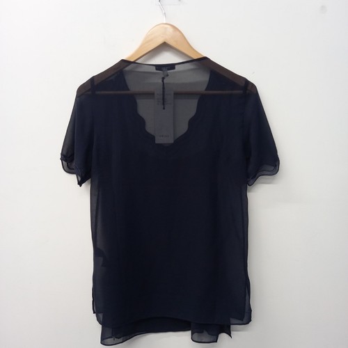 Reiss Blouse Top Womens Size UK 6 Navy Blue Scalloped Edge New NWT RMF08-RP - Picture 3 of 7