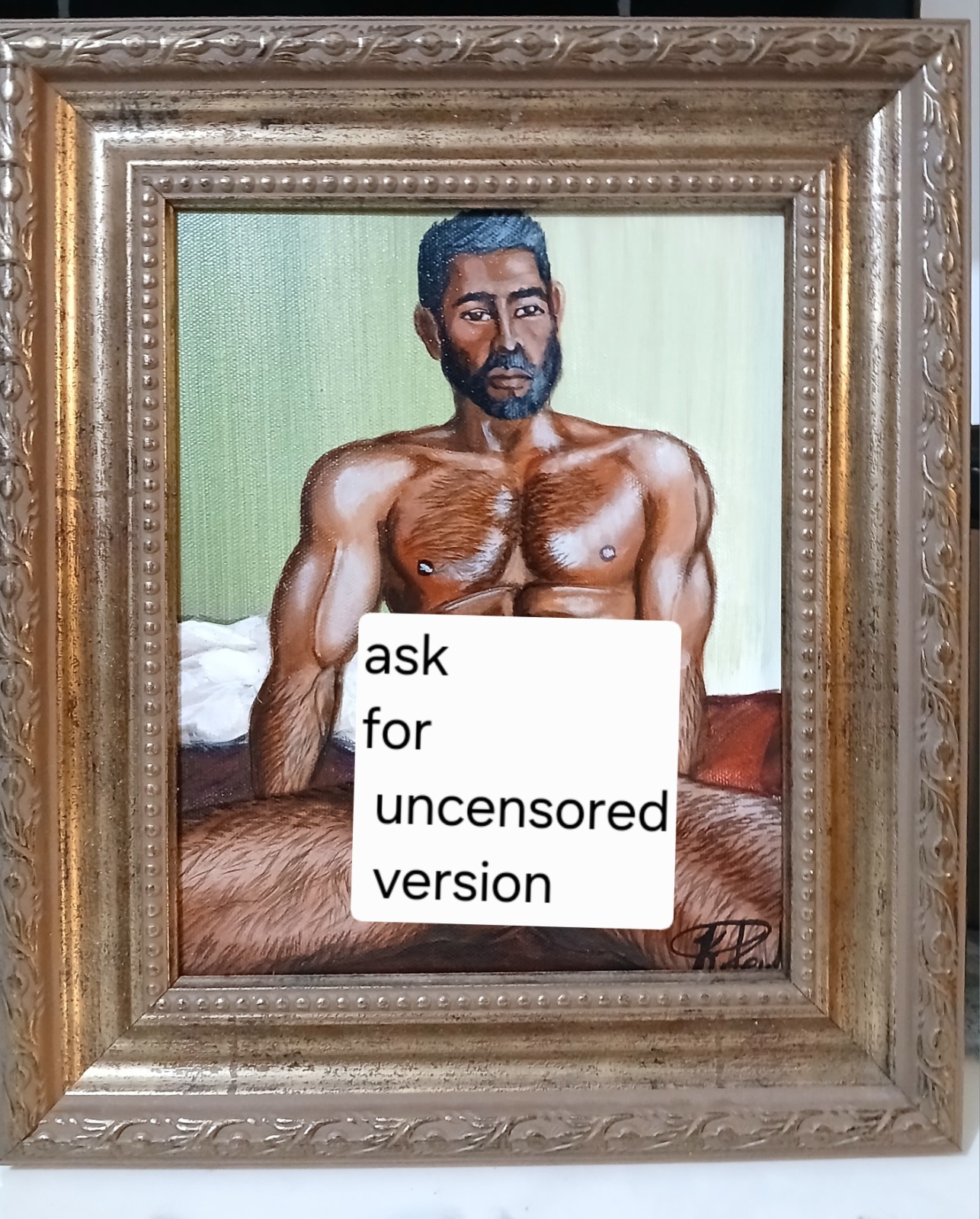 Painting Of Nude Indian Male. Original Painting Of Naked MALE. Nude MALE art.