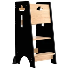 Stool with Safety Guard – 18MM/0.7IN Thick Wood Standing Tower for Learning w...