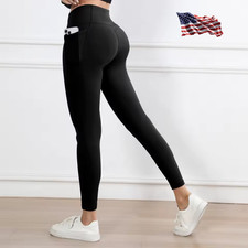 Women  s High Waisted Yoga Leggings Pockets Butt Lift Workout For Gym Sports Pant