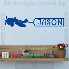 Personalized Monogram AIRPLANE Name Banner Vinyl Wall Decal Decor Custom Nursery