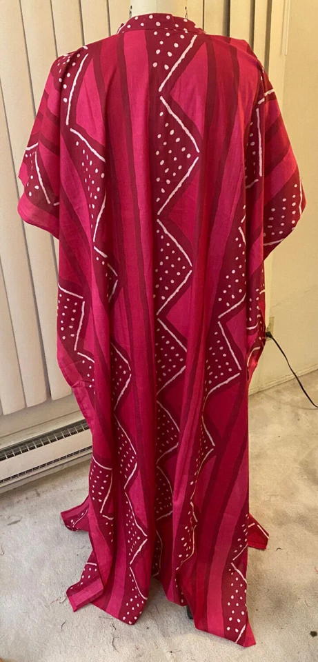 Kaftan Rosa Rojo Blanco Estampado Africano Tribal Para Mujer Hombre Unisex Algodón Naranja Foto 3 de 4