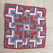 Vintage Paoli Japan 20496 Polyester Red White Blue Scarf 27” Geometric