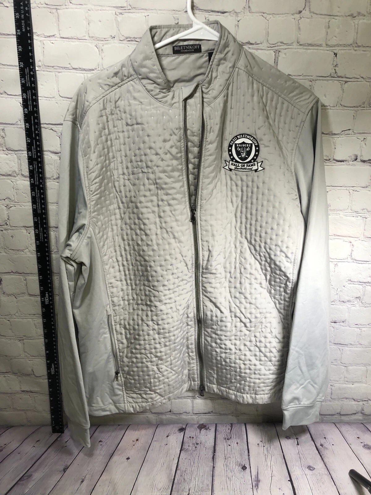 Oakland Raiders Jacket Men’s Large Fred Biletnikoff Foundation HOF Field Coat image 3