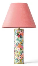 New Rifle Paper Co x Target Garden Party Floral Lamp with Pink Velvet Lampshade