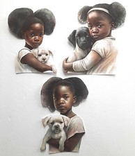 3D UPick African American Girl Puppy Dog Love Scrapbook Card Embellishment 3605
