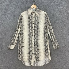 Fashion Nova Womens Dress Size XS Animal Print Long Sleeve Button Belt 34317