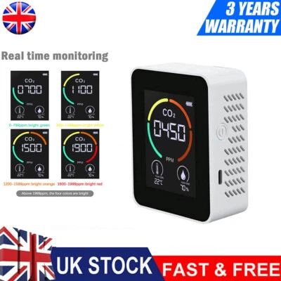 3 IN 1 Portable LCD CO2 Meter Air Quality Carbon Dioxide Detector Tester Monitor