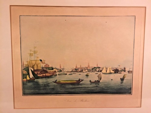 Ant French "Vue De Boston" Harbor Print in Frames by Engraver Ambrose Garneray - Picture 8 of 9