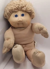 1984 Cabbage Patch Kids Doll Tan Light Brown Hair Blue Eyes Dimples Head Mold #2