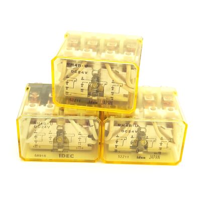 Lot of 3 Idec RH4B-UDC24V Ice Cube Relay, 4PDT, 10A Contact, 24V DC Coil