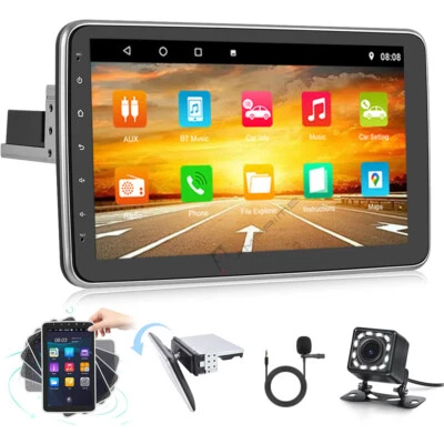 AMPRIME Single 1DIN Rotatable 10.1" Android 10.0 Touch Screen Car Stereo Radio GPS Wifi