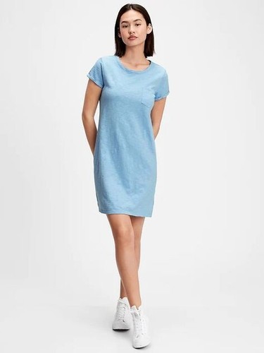 TALL Pocket T-Shirt Dress-Blue Focus 