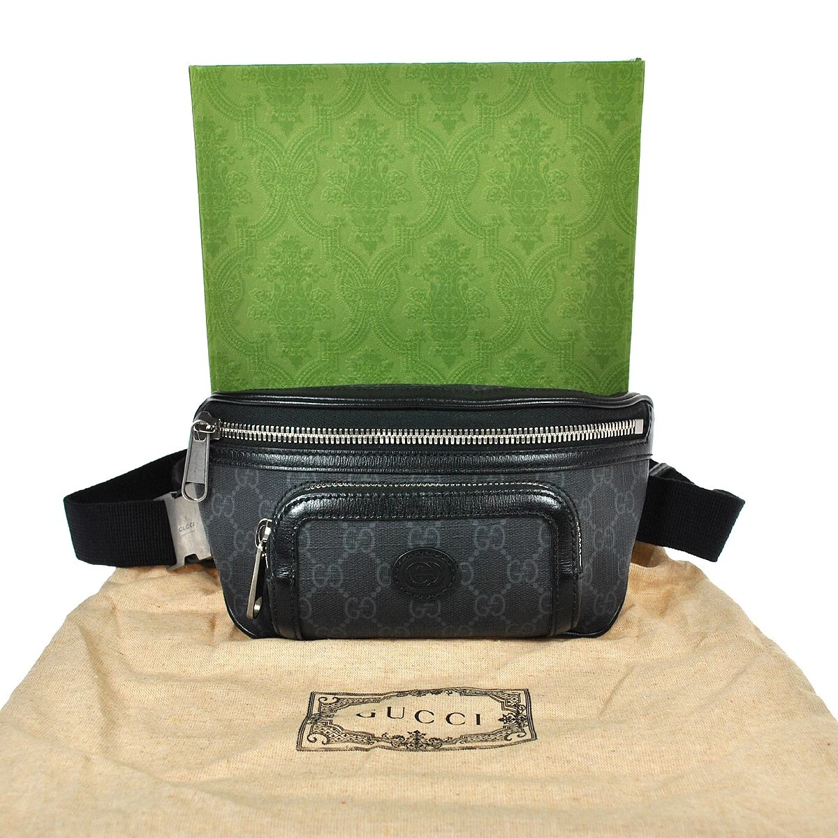 V95 GUCCI authentique GG Supreme Waist Sac Boum Ceinture Sac Fanny Pack Noir