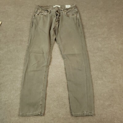 Billy Reid Pants Mens Size 30x29 Gray Chino Slim Cut Straight Button Fly MSL-ALA