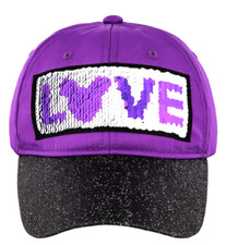 Disney Parks Exclusive Adjustable Cap Mickey Mouse "LOVE" Purple/Silver Sequins