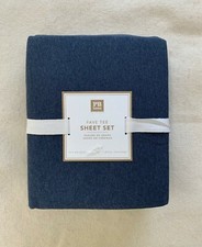 Pottery Barn Teen Queen Favorite Tee sheet set Navy Heather Knit Soft