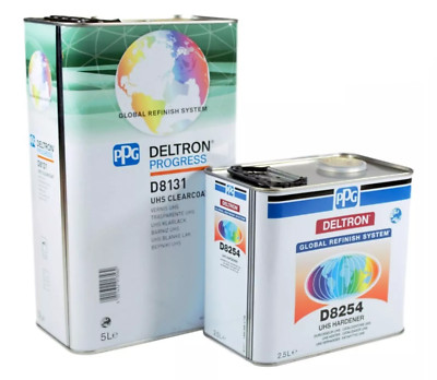 1 x PPG DELTRON D8131 2K UHS Klarlack Lack & D8254 Härter Set 7,5 ltr