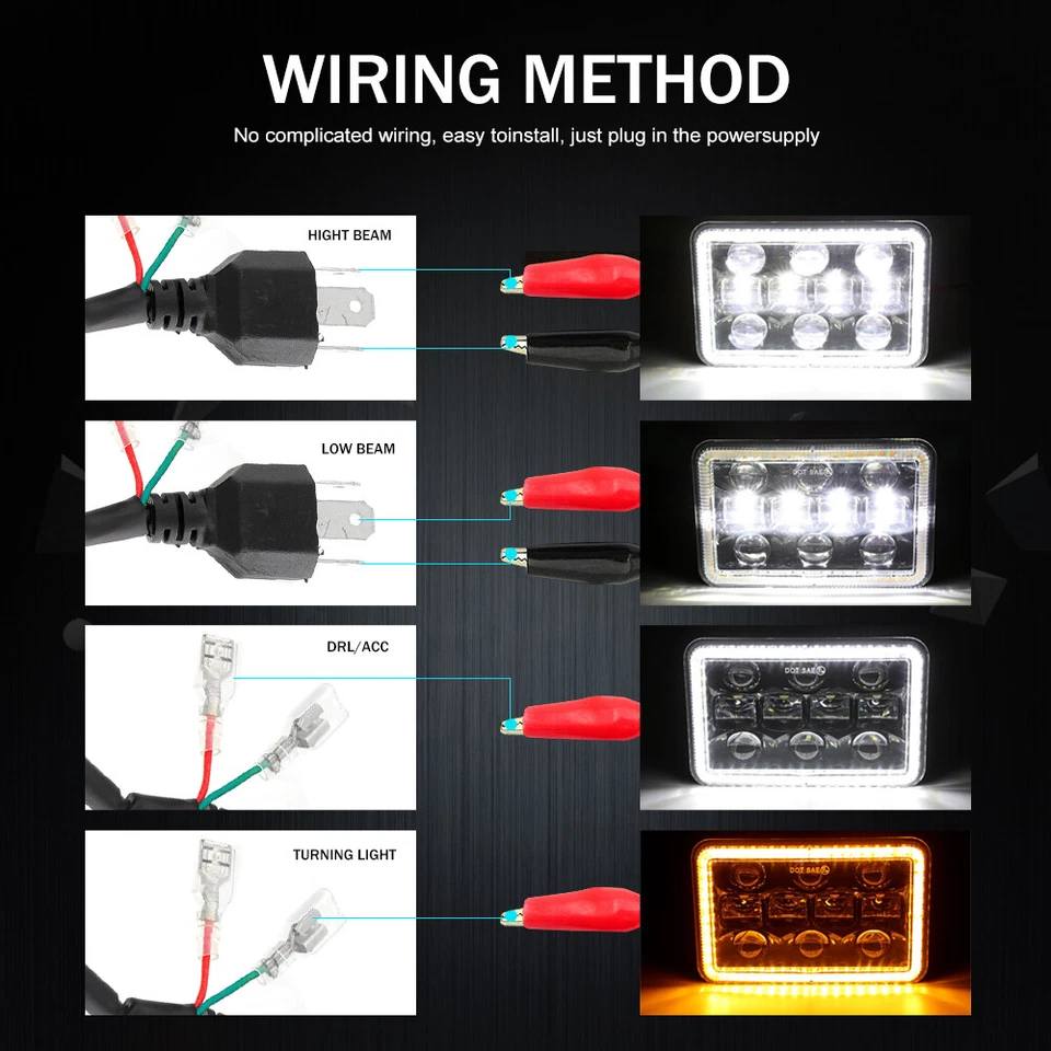 4X Faros LED Rectangulares 4X6" Pro Alto/Bajo DRL para Ford LTL9000 CLT9000 CL900 Foto 2 de 4