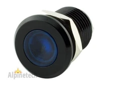 PLB12B ATI 12mm 1/2" Blue 12V LED Metal Indicator Pilot Dash Light Black Casing